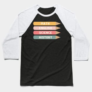 Coloring Pencil School Subject Labels Baseball T-Shirt